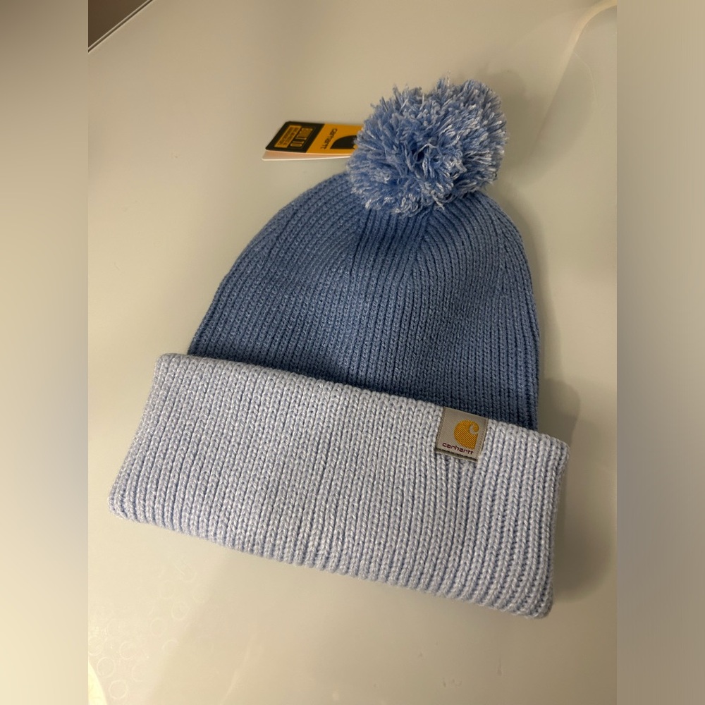 Carhartt Blue Knit Pom Pom Beanie